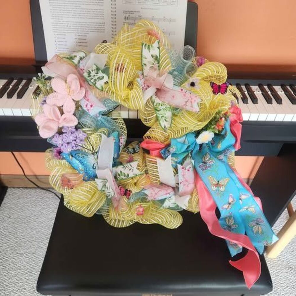 Spring Butterfly Wreath w/ Crochet Flowers